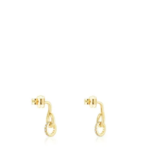 Brincos argola Bent em ouro com diamantes