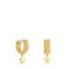 Brincos argola curtos banhados a ouro de 18 K sobre prata motivo estrela Bold Motif