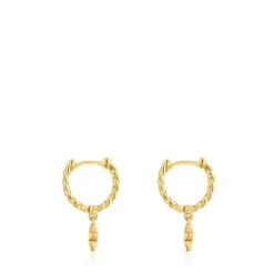 Brincos argola curtos banhados a ouro de 18 K sobre prata motivo estrela Bold Motif