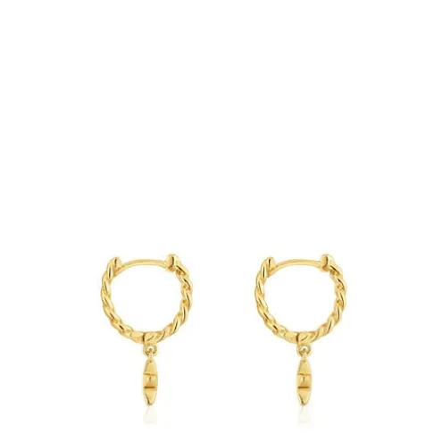 Brincos argola curtos banhados a ouro de 18 K sobre prata motivo estrela Bold Motif