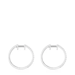 Brincos argola curtos em ouro branco com diamantes de 14,5 mm Les Classiques