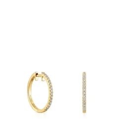 Brincos argola curtos em ouro com diamantes de 14,5 mm Les Classiques