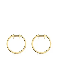 Brincos argola curtos em ouro com diamantes de 14,5 mm Les Classiques