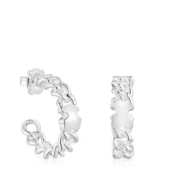 Brincos argola em prata motivo urso Bold Motif