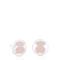 Brincos Camille em Prata com Quartzo rosa