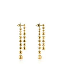 Brincos compridos duplos banhados a ouro de 18 K sobre prata Gloss
