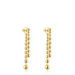 Brincos compridos duplos banhados a ouro de 18 K sobre prata Gloss