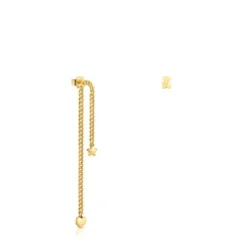 Brincos curto/comprido banhados a ouro de 18 K sobre prata Bold Motif
