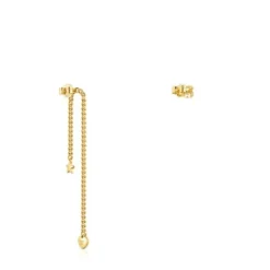 Brincos curto/comprido banhados a ouro de 18 K sobre prata Bold Motif