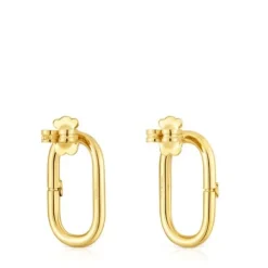 Brincos curtos banhados a ouro de 18 K sobre prata Hold Oval