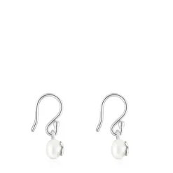 Brincos curtos Icon Pearl em Prata e Pérola
