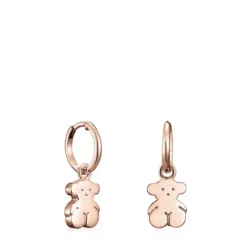 Brincos curtos Sweet Dolls urso em Prata vermeil rosa