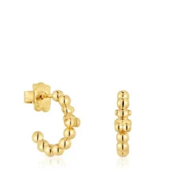 Brincos de argola banhados a ouro de 18 K sobre prata e motivo urso Gloss