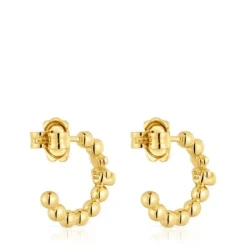 Brincos de argola banhados a ouro de 18 K sobre prata e motivo urso Gloss