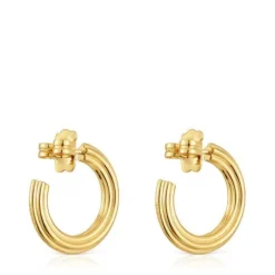 Brincos de argola banhados a ouro de 18 K sobre prata e motivo flor TOUS 1950