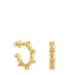 Brincos de argola banhados a ouro 18 K sobre prata 12 mm Bold Bear