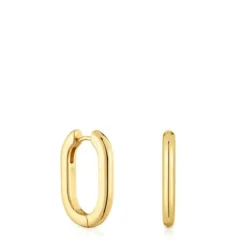 Brincos de argola compridos banhados a ouro de 18 K sobre prata 22 mm TOUS Basics