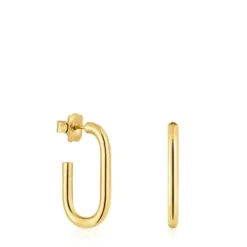 Brincos de argola compridos banhados a ouro de 18 K sobre prata 25 mm TOUS Basics