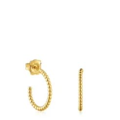Brincos de argola curtos bolas banhados a ouro de 18 K sobre prata 15 mm TOUS Basics