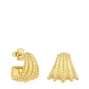 Brincos de argola curtos banhados a ouro de 18 K sobre prata TOUS Grain