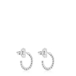 Brincos de argola curtos bolas em prata 10 mm TOUS Basics