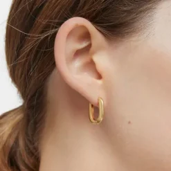 Brincos de argola curtos banhados a ouro de 18 K sobre prata 18,2 mm TOUS Basics