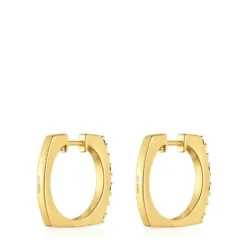 Brincos de argola curtos banhados a ouro de 18 K sobre prata e pedras preciosas TOUS Basic Colors