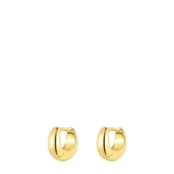 Brincos de argola curtos grossos banhados a ouro de 18 K sobre prata TOUS Basics