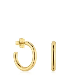Brincos de argola curtos banhados a ouro de 18 K sobre prata 20 mm TOUS Basics