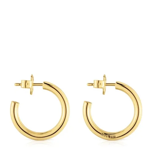 Brincos de argola curtos banhados a ouro de 18 K sobre prata 20 mm TOUS Basics
