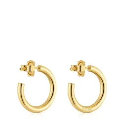 Brincos de argola curtos banhados a ouro de 18 K sobre prata 20 mm TOUS Basics