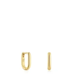 Brincos de argola curtos banhados a ouro de 18 K sobre prata 12 mm TOUS Basics