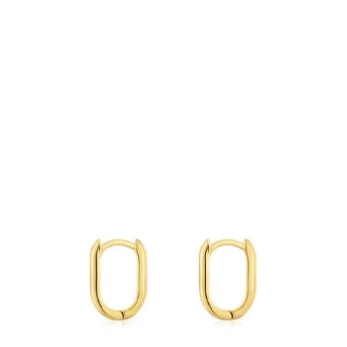 Brincos de argola curtos banhados a ouro de 18 K sobre prata 12 mm TOUS Basics