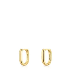 Brincos de argola curtos banhados a ouro de 18 K sobre prata 12 mm TOUS Basics