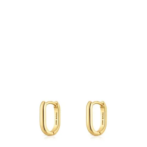 Brincos de argola curtos banhados a ouro de 18 K sobre prata 12 mm TOUS Basics