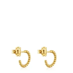 Brincos de argola curtos bolas banhados a ouro de 18 K sobre prata 15 mm TOUS Basics