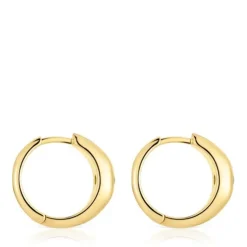 Brincos de argola curtos banhados a ouro de 18 K sobre prata e cromodiópsido TOUS Basic Colors