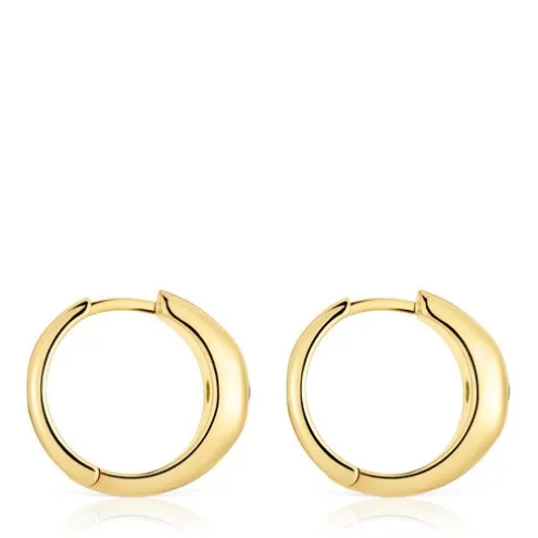 Brincos de argola curtos banhados a ouro de 18 K sobre prata e cromodiópsido TOUS Basic Colors