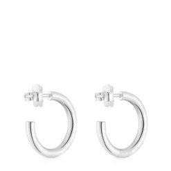 Brincos de argola curtos em prata 15 mm TOUS Basics