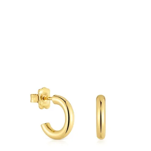 Brincos de argola curtos banhados a ouro de 18 K sobre prata 14 mm TOUS Basics