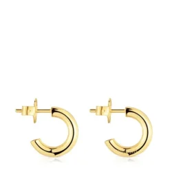 Brincos de argola curtos banhados a ouro de 18 K sobre prata 14 mm TOUS Basics