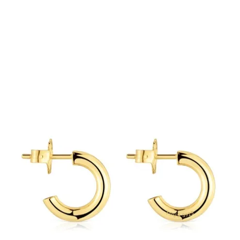 Brincos de argola curtos banhados a ouro de 18 K sobre prata 14 mm TOUS Basics