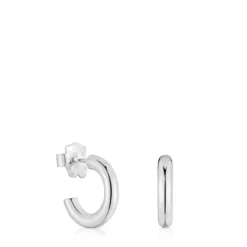 Brincos de argola curtos em prata 8 mm TOUS Basics