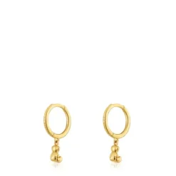 Brincos de argola em ouro e detalhe de urso Bold Bear
