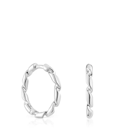 Brincos de argola em prata 15 mm Twisted