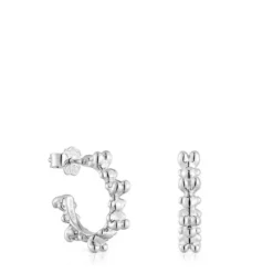 Brincos de argola em prata 12 mm Bold Bear