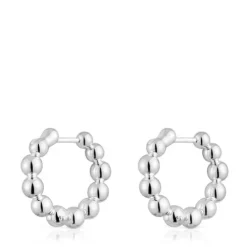Brincos de argola pequenos com detalhes em prata 15 mm Gloss