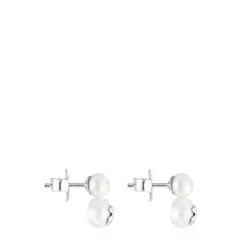 Brincos Icon Pearl em Prata e Pérola