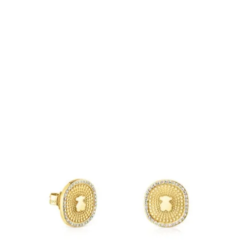 Brincos Oursin em ouro com diamantes de 0,19 ct