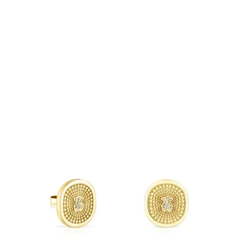 Brincos Oursin em ouro com diamantes de 0,02 ct